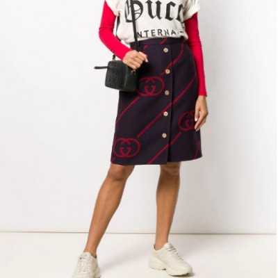 interlocking G reversible wool skirt