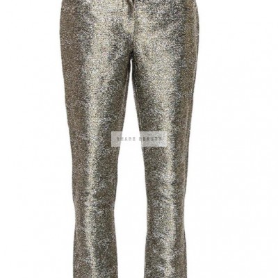 Chanel Metallic Lamé Cropped Pants M