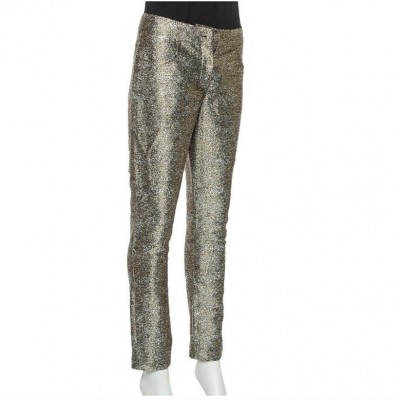 Chanel Metallic Lamé Cropped Pants M