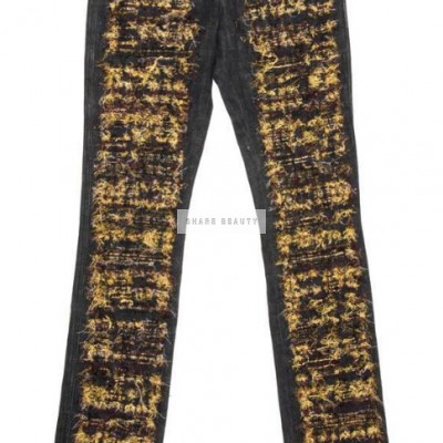 CHANEL Pants 'Paris Moscou' in Gray Denim Fabric Size 40FR