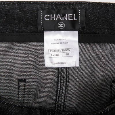 CHANEL Pants 'Paris Moscou' in Gray Denim Fabric Size 40FR