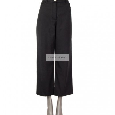 Chanel Wide Leg Pants Black Cotton