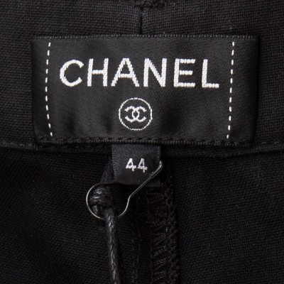 Chanel Wide Leg Pants Black Cotton