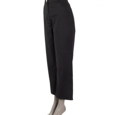 Chanel Wide Leg Pants Black Cotton