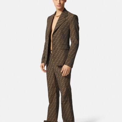 FENDACE FF FLARED JACQUARD PANTS