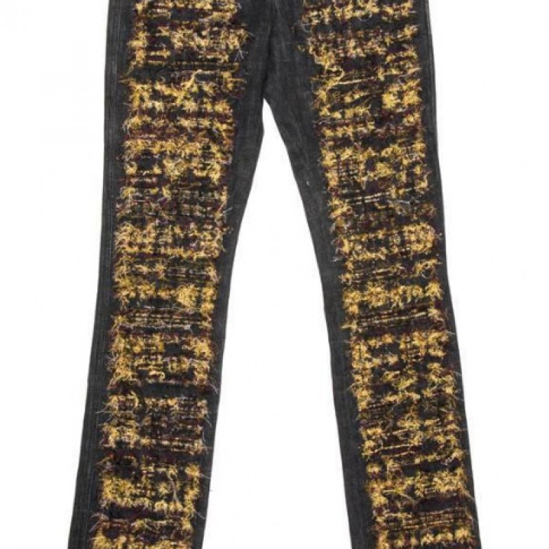 CHANEL Pants 'Paris Moscou' in Gray Denim Fabric Size 40FR