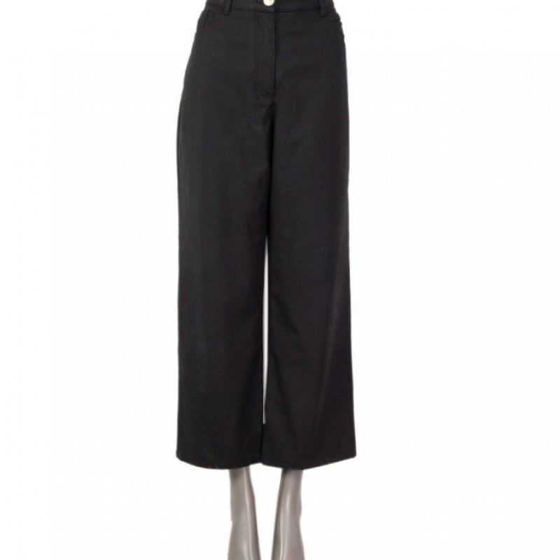 Chanel Wide Leg Pants Black Cotton